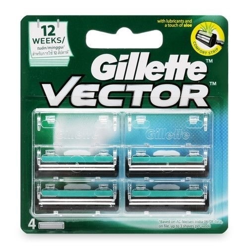 LƯỠI DAO CẠO RÂU GILLETTE VECTOR LƯỠI KÉP NHANH BỘ 3+1