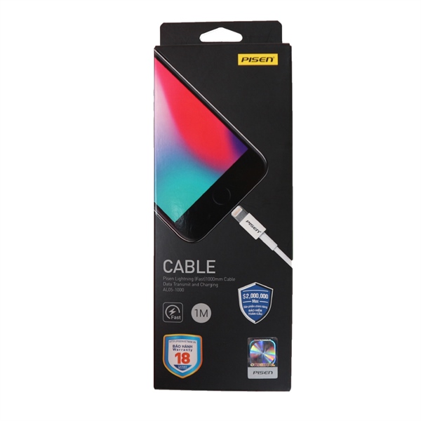 Cáp Iphone lightning Pisen 1m hộp giấy