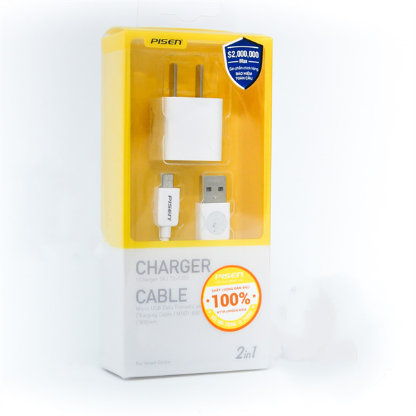 Combo Cốc sạc cáp pisen micro