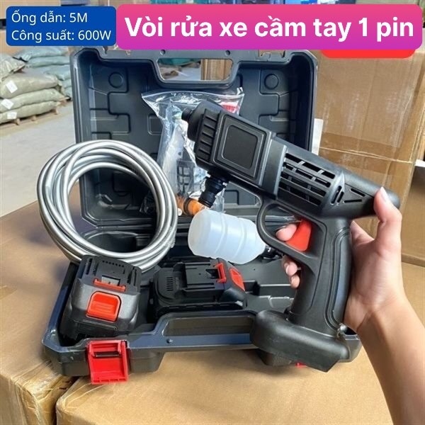Vòi rửa xe cầm tay 1 pin - Hộp nhựa