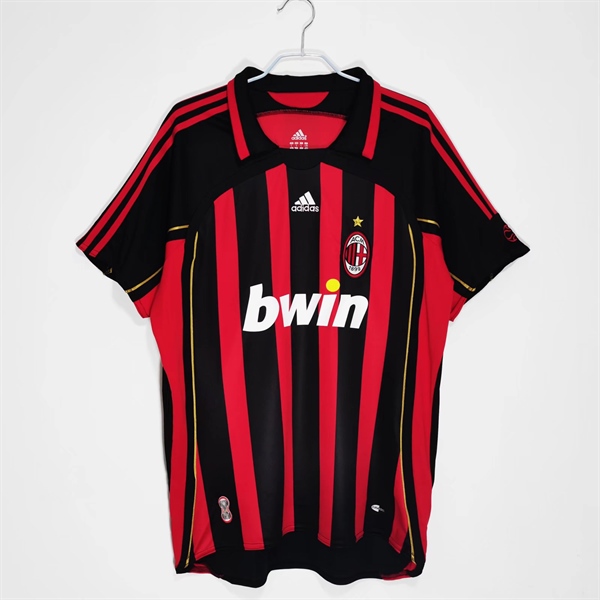 Áo bóng đá retro ac milan 2006 đỏ đen vải Cotton Polyester thời trang blockcore