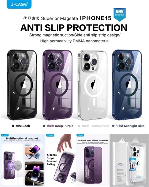 Ốp J-CASE Trong Suốt Viền Màu Xanh - 15Pro