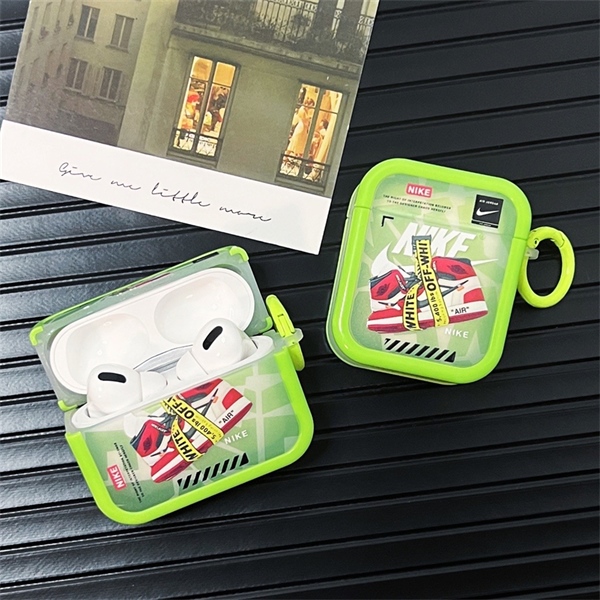 Case Airpods Nike Off White Xanh-3