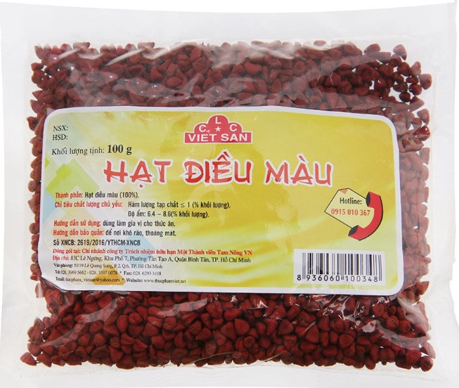 Việt San hạt điều màu 100g - Annatto seeds