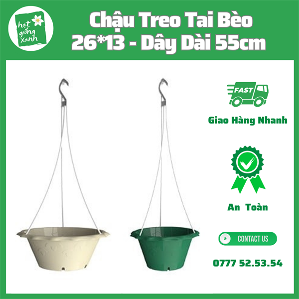 Chậu Treo tai Bèo Trắng (25.8 x 12.8)