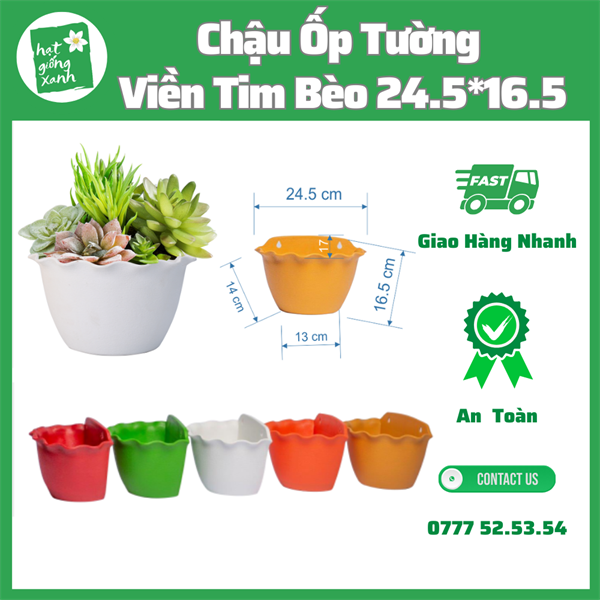 Chậu Ốp Tường Tim Bèo ( 25*17*17)