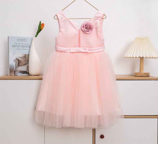 Đầm Bé Gái Công Chúa Hoa Hồng Voan Xòe Size 4-14 Cho Bé 12-35kg