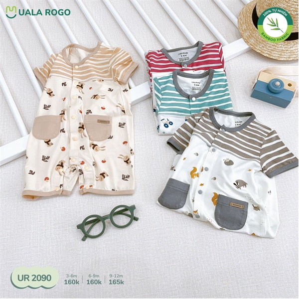 Uala Body ngắn Bamboo kẻ - Đỏ