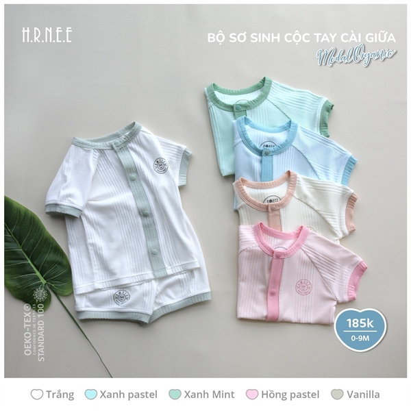 Hrnee bộ ngắn ss CT modal organic - Xanh pastel
