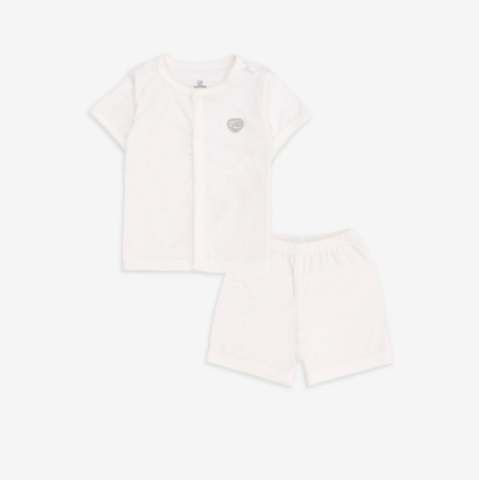 Bu Bộ ngắn tay cài giữa Joyful Trắng