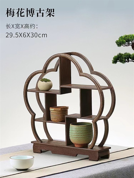 Khay Gỗ Đựng Bánh 5 Tầng Họa Tiết Cánh Hoa - KT 30x30x6cm