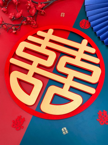 Chữ Hỷ 3D Vải Nỷ