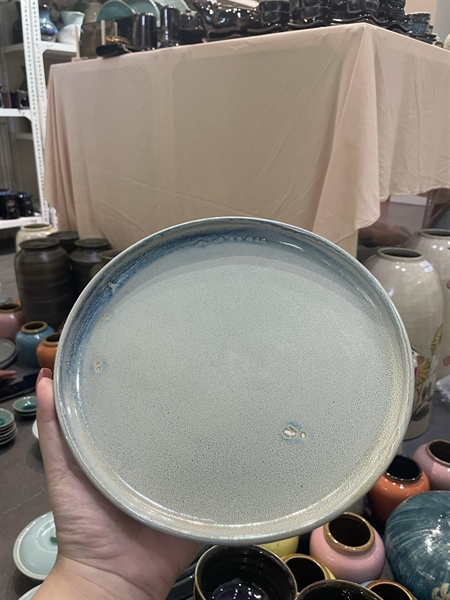 ĐĨA TRÒN NÔNG XÁM XANH 22CM