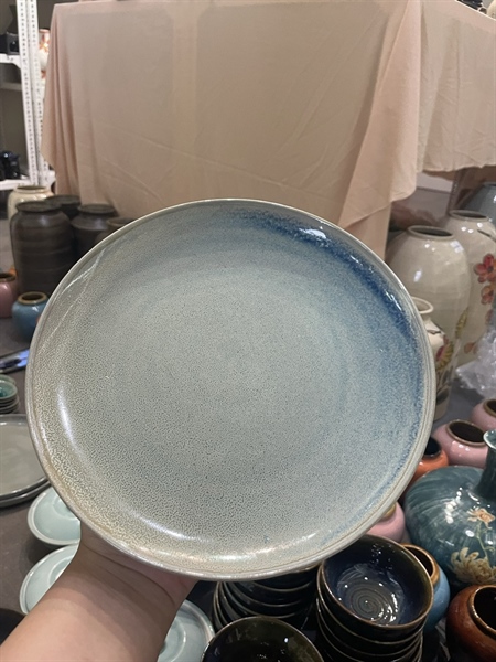 ĐĨA TRÒN NÔNG XÁM XANH 23CM