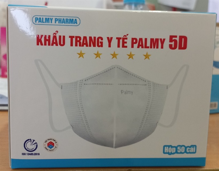 Khẩu trang y tế Palmy 5D màu trắng (Hộp 50 cái) - Palmy Pharma