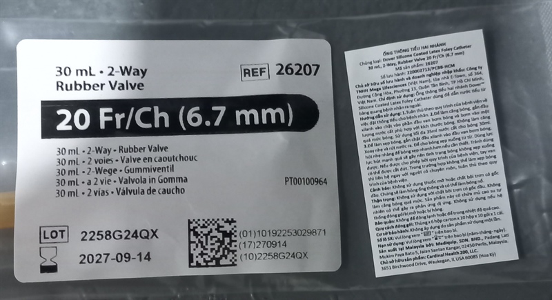 Sond Foley 2W 30CC số 20 - Mediquip/Cty TNHH Mega Lifesciences VN