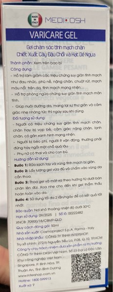 Medicosh Varicare gel (Lọ 50ml) (Gel chăm sóc tĩnh mạch chân) - Italy 2
