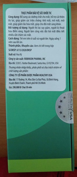 TIC (Bổ mắt, mắt sáng khỏe) (Lọ*30viên) - Healthy USA 2