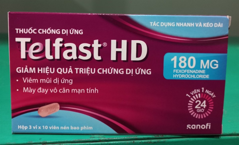 Thuốc chống dị ứng Telfast HD 180mg (Hộp 3 vỉ x 10 viên) - Sanofi (Viên)