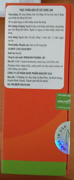 JON (Giảm thoái hóa khớp) (Lọ*30viên) - Healthy USA 2