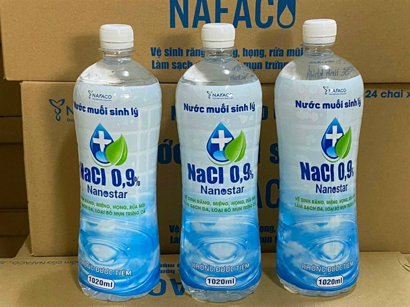 Nước muối sinh lý NaCL 0,9% Nanostar 1020ml (Kiện 12 chai) - Nafaco