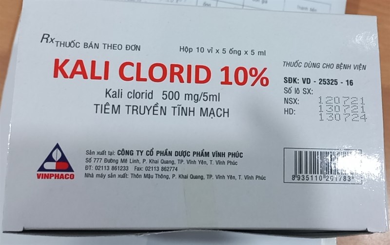 Kali Clorid 10% (500mg/5ml) (H*10vỉ*5ống*5ml) - Vĩnh Phúc