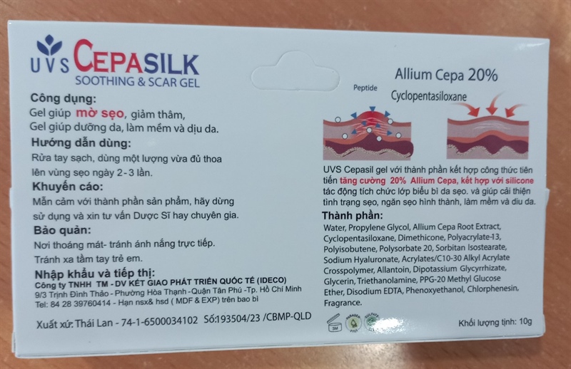 UVS Cepasilk 10g (Gel giúp mờ sẹo, giảm thâm,...) - Thái lan (PT Quốc tế) 2