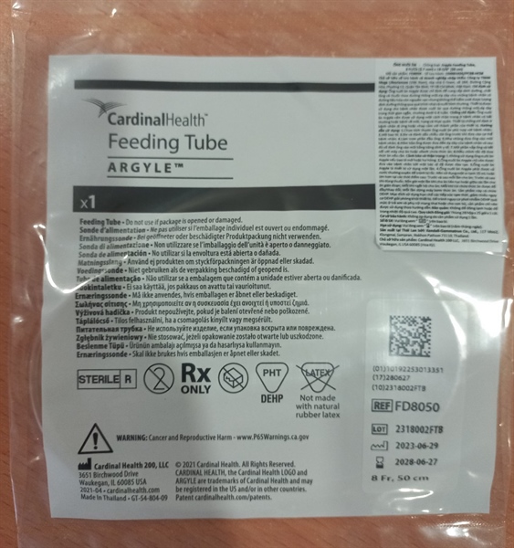 Ống nuôi ăn số 8 (Argyle Feeding Tube 50cm) - Kendall/Cty TNHH Mega Lifesciences VN