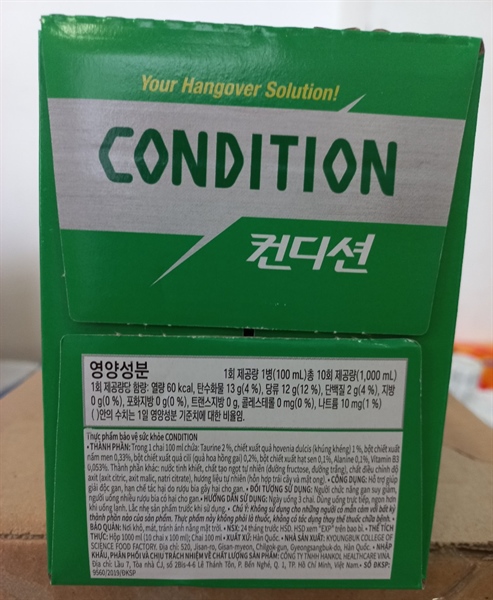Thực phẩm bảo vệ sức khỏe (giải rượu) Condition 100ml (H*10chai*100ml) - Korea