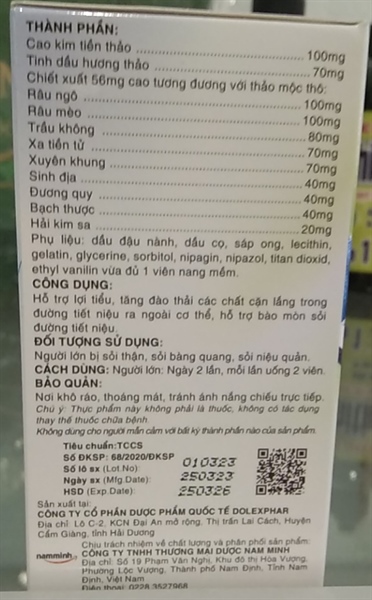 Renix Gold (Người bị sỏi thận...) (Lọ 60 viên) - Nam Minh 2