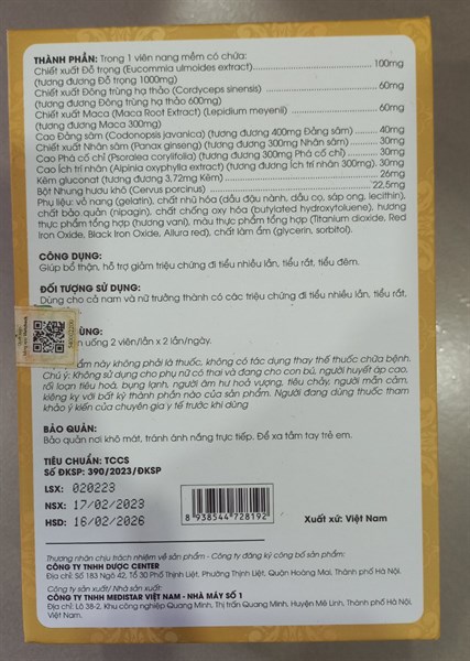 Sâm nhung bổ thận PK Plus (Lọ 40 viên) - Center 2