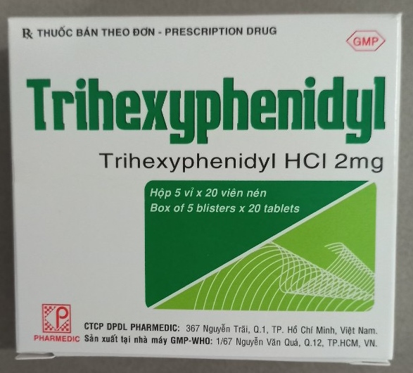 Trihexyphenidyl HCl 2mg (Hộp 5 vỉ x 20 viên) - Pharmedic