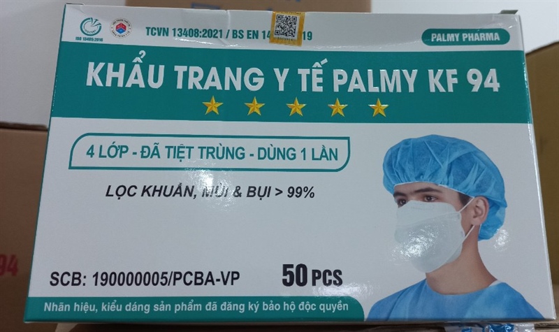 Khẩu trang y tế Palmy KF94 màu xám (Hộp 50 cái) - Palmy Pharma