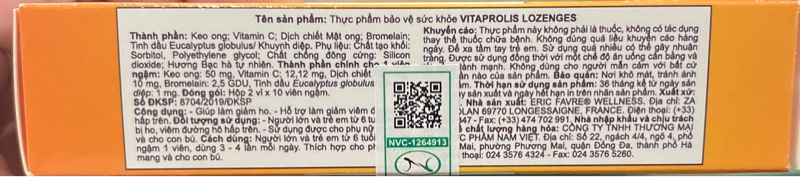 Vitaprolis Lozenges (Giúp làm giảm ho) (Hộp 2 vỉ x 10 viên ngậm) - France 2