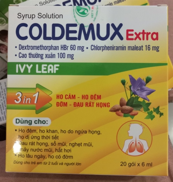 Gói Siro ho long đờm chống dị ứng Coldemux Extra (Hộp 20 gói x 6 ml) - Việt Ý