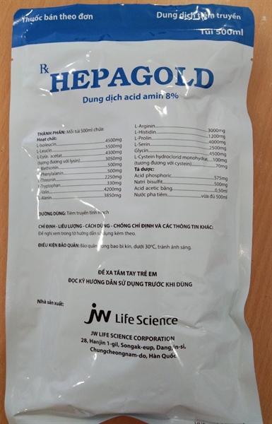 Hepagold (Acid amin 8%/500ml) - JW Life Science Corporation/Hàn Quốc 2