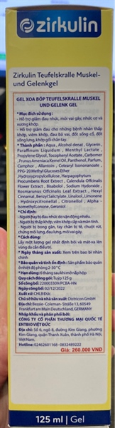 Gel xoa bóp Zirkulin teufelskralle muskel- und gelenkgel 125 ml - CHLB Đức 2