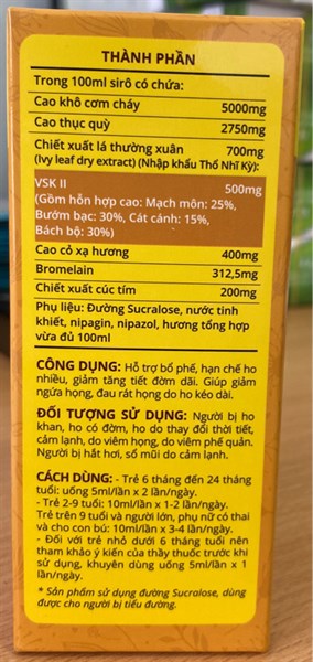 Siro ho vshine gold VSK II 100ml (Trẻ em từ 6 tháng tuổi) - Vshine 2