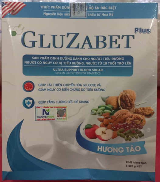 Sữa Gluzabet Plus hương táo (Hộp 16 gói x 25g) - Nature Made (D2D)