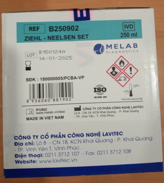 Melab - Ziehl Neelsen set (Bộ 3 chai x 250ml) - Lavitec/Việt Nam