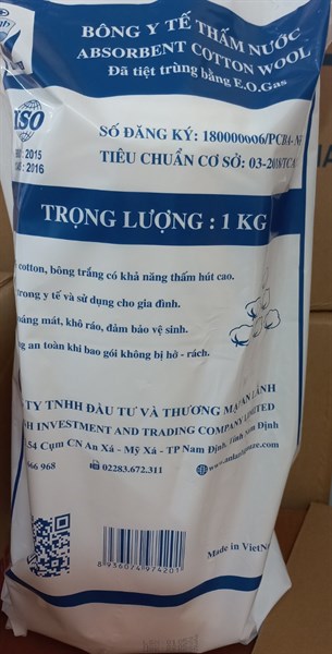 Bông y tế thấm nước 1kg An Lành Bông hút nước (Bịch 1kg)