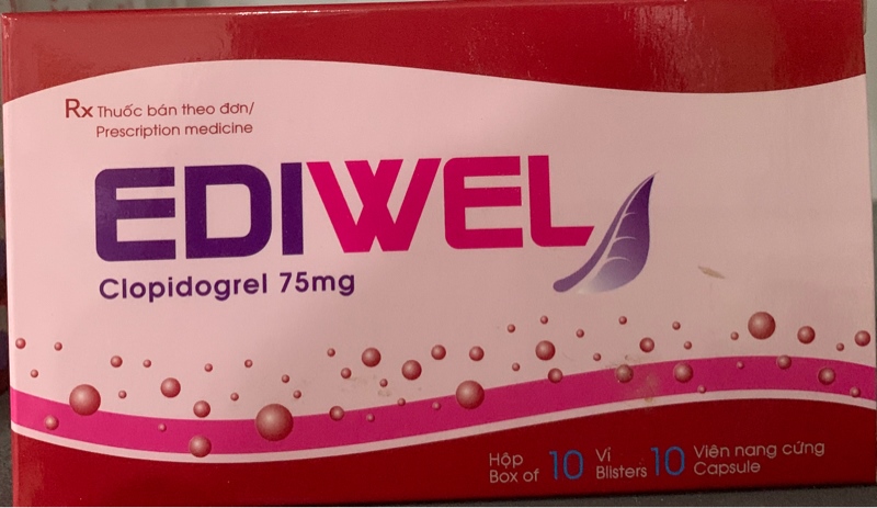 Ediwel (clopidogrel 75mg) (H*10vỉ*10viên) - Hà Tây