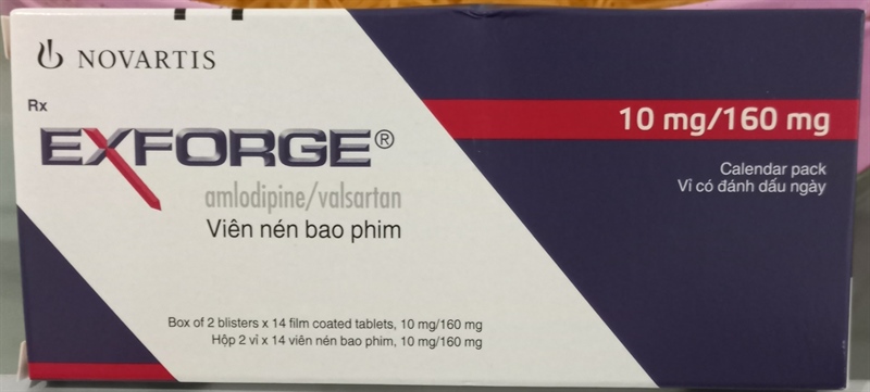 Thuốc Exforge 10mg/160mg (Amlodipin 10mg; Valsartan 160mg) Novartis điều trị tăng huyết áp vô căn (2 vỉ x 14 viên)- Tây Ban Nha 2