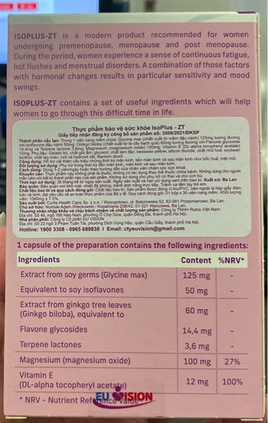 Isoplus - ZT (Phụ nữ trong thời kỳ tiền mãn kinh, mãn kinh và sau mãn kinh) (Hộp 2 vỉ x 15 viên) - Balan/ EU VISION 2