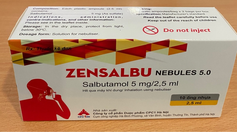 Zensalbu nebules 5.0 (Salbutamol 5mg/2,5ml) (Hộp 2 vỉ x 5 ống nhựa) - CPC 1 Hà Nội