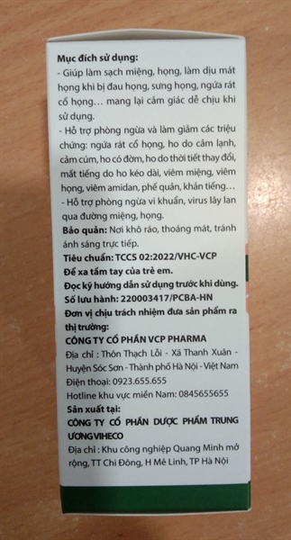 Dung dịch xịt họng Trioxidin 15ml - Viheco/VCP 2