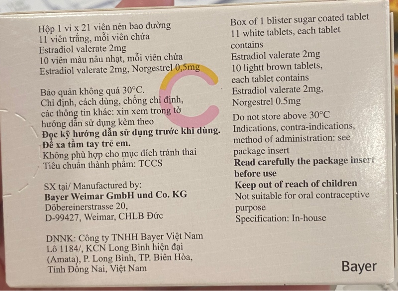 Cyclo - progynova 2mg (H*1vỉ*21viên) - Đức 2