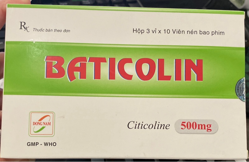 Baticolin (Citicoline 500mg) (Hộp 3 vỉ x 10 viên) - Đông Nam