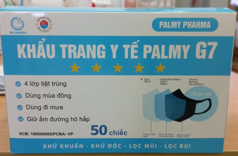 Khẩu trang y tế Palmy G7 màu trắng 4 lớp (Hộp 50 cái) - Palmy Pharma