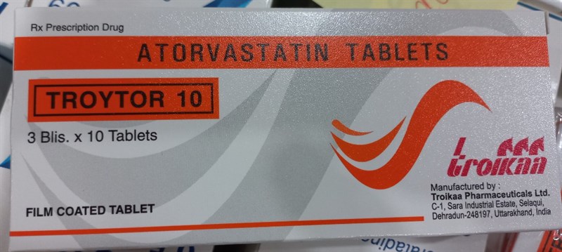 Troytor 10mg (Atorvastatin ) (H*3vỉ*10viên) - Troikaa/India (Vỉ)